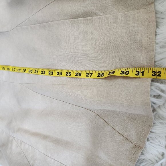 Bechamel Women's 12 Large 100% Linen Maxi Skirt Pull on‎ Beige Elastic Side Zip - Picture 6 of 11